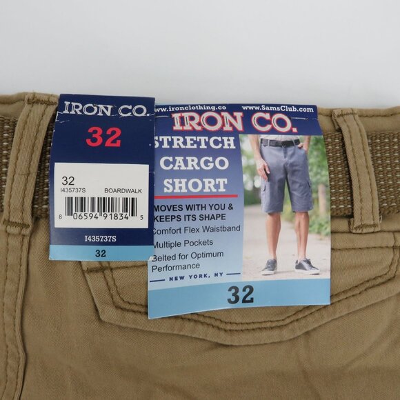 Iron Co Mens Stretch Cargo Brown Boardwalk Shorts Size 32 NWT $48 - Picture 3 of 5